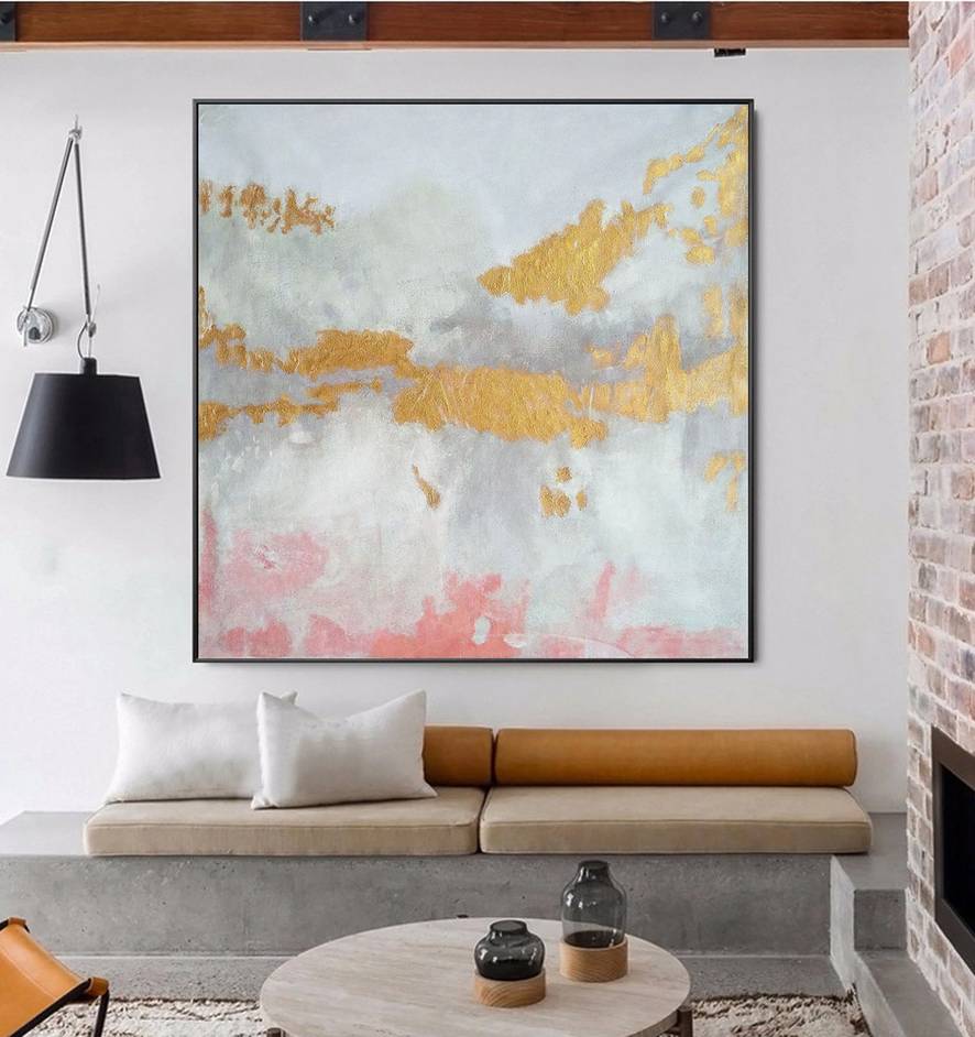 White Hand-painted Leaf Modern Abstract Canvas Artwork YCM9B